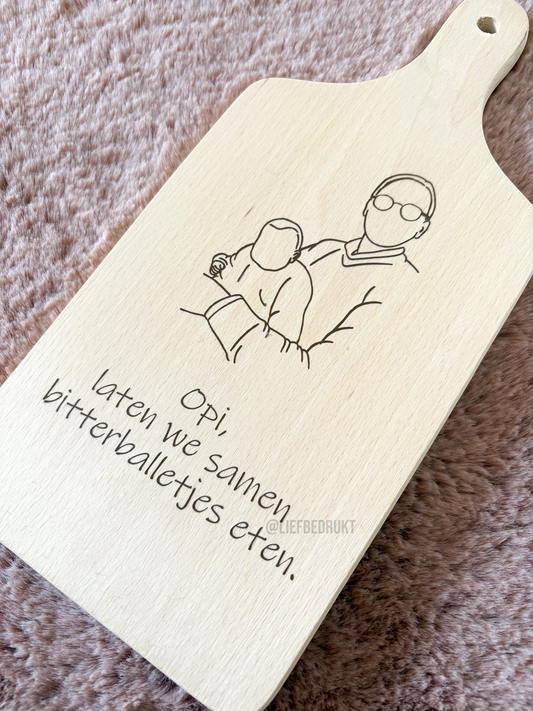 Borrelplankje met lijnillustratie