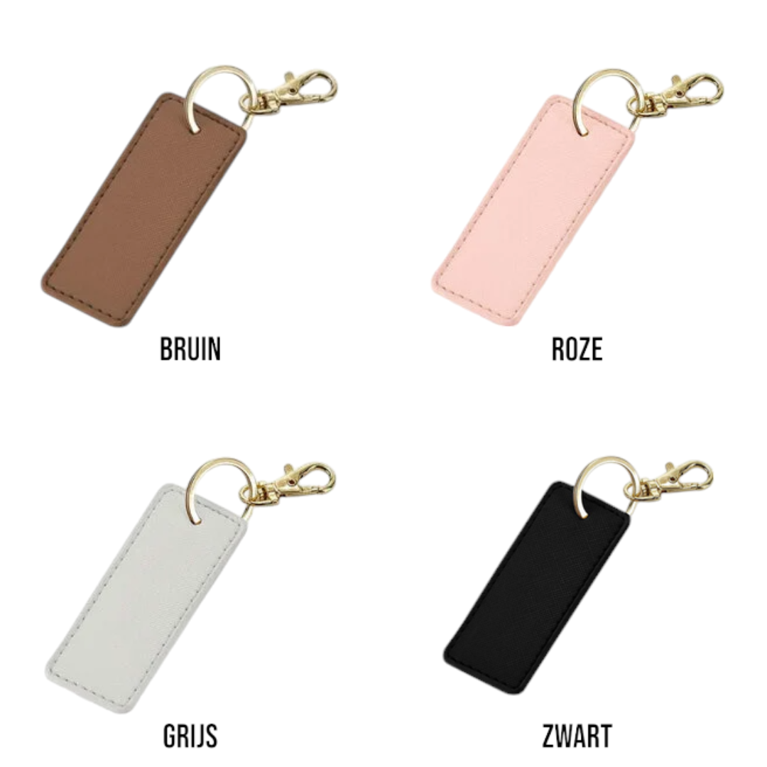 Sleutelhanger rechthoek met naam – lederlook