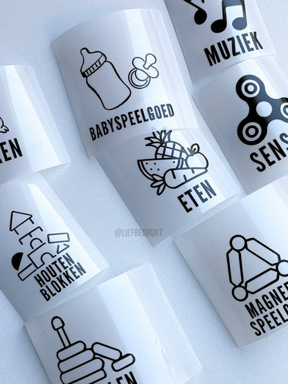 Speelgoedstickers – Vinyl stickers voor speelgoedbakken