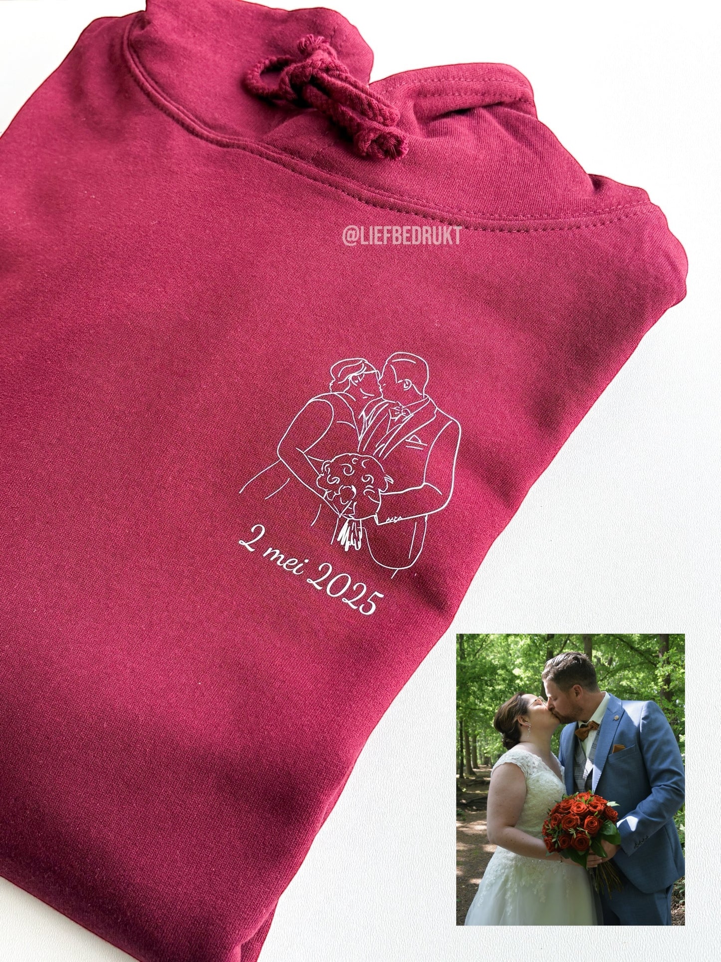 Gepersonaliseerd shirt, sweater of hoodie met unieke lijntekening