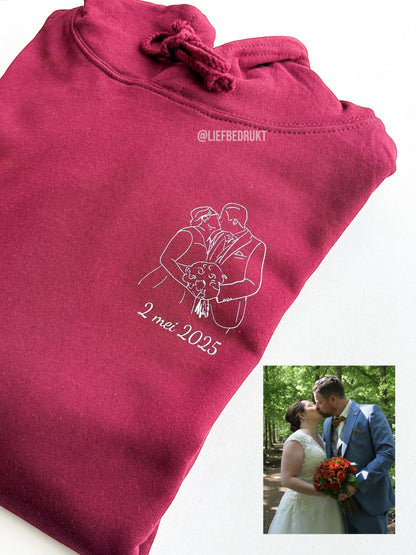 Gepersonaliseerd shirt, sweater of hoodie met unieke lijntekening