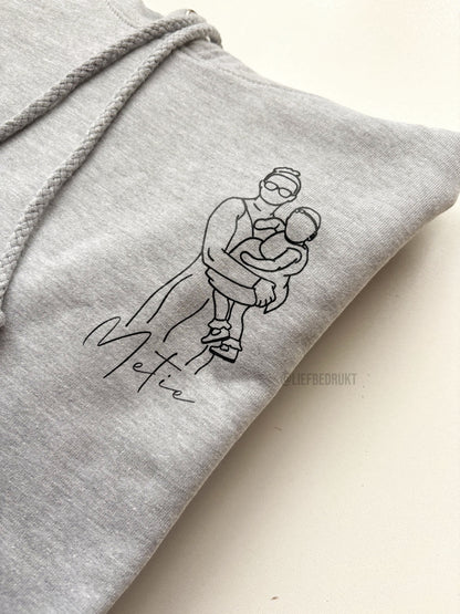 Gepersonaliseerd shirt, sweater of hoodie met unieke lijntekening