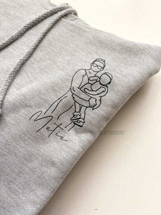 Gepersonaliseerd shirt, sweater of hoodie met unieke lijntekening
