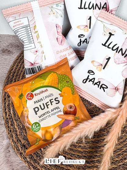 Gepersonaliseerde babypuffs met thema naar wens