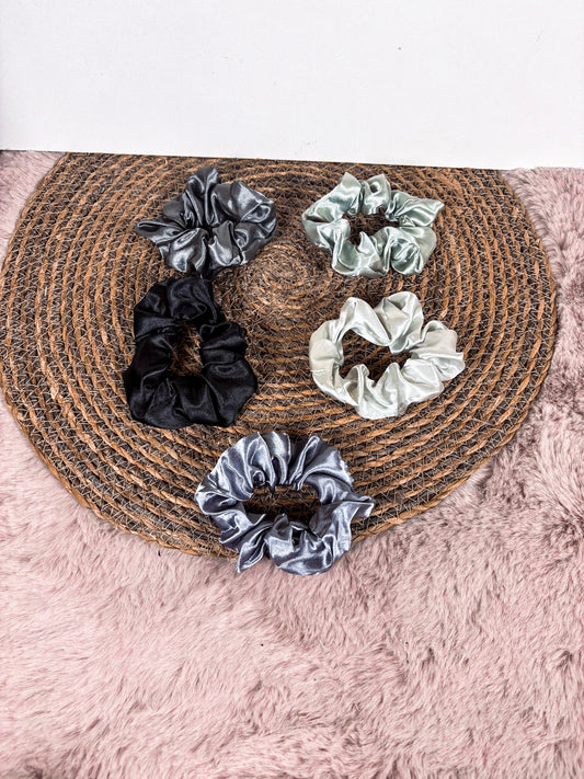 Scrunchies variant zwart/grijs- per stuk