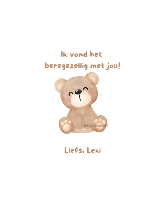 Ronde vinyl sticker – “ik vond het beregezellig met jou!”
