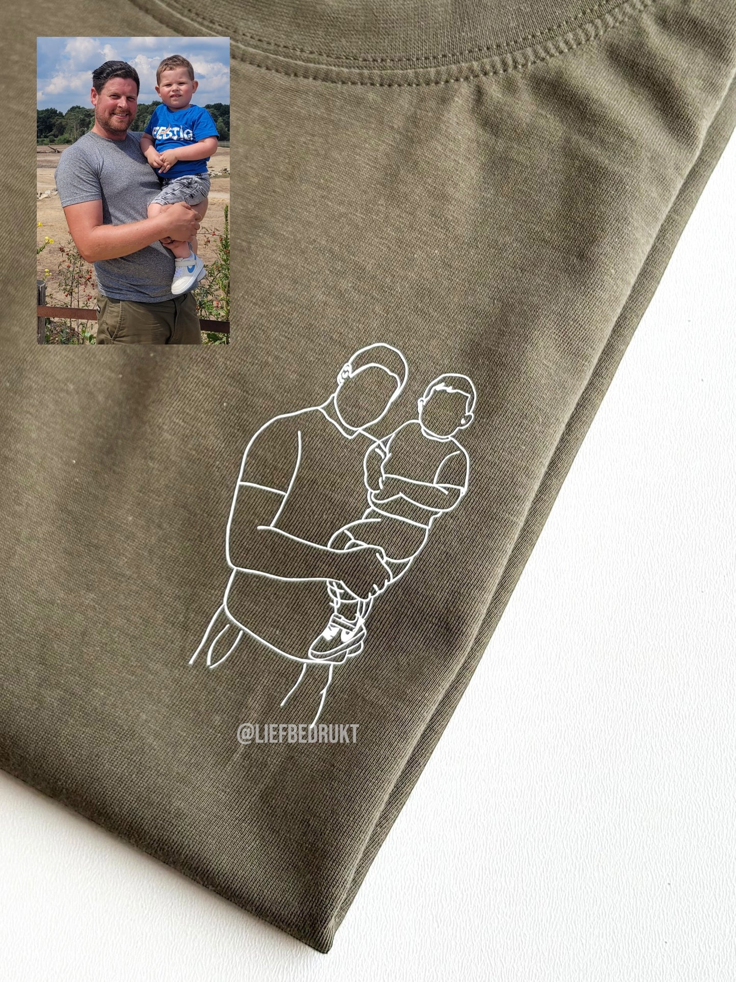 Gepersonaliseerd shirt, sweater of hoodie met unieke lijntekening