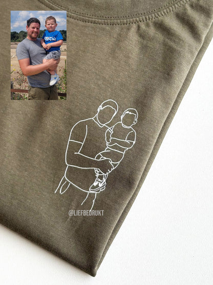 Gepersonaliseerd shirt, sweater of hoodie met unieke lijntekening