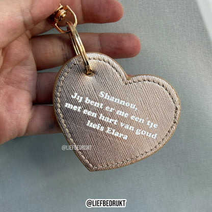 Sleutelhanger hartje - lederlook