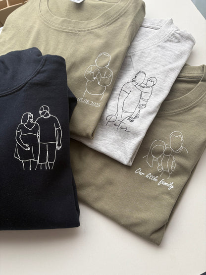 Gepersonaliseerd shirt, sweater of hoodie met unieke lijntekening