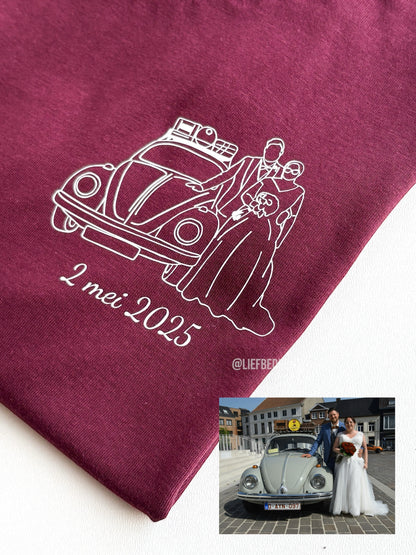 Gepersonaliseerd shirt, sweater of hoodie met unieke lijntekening