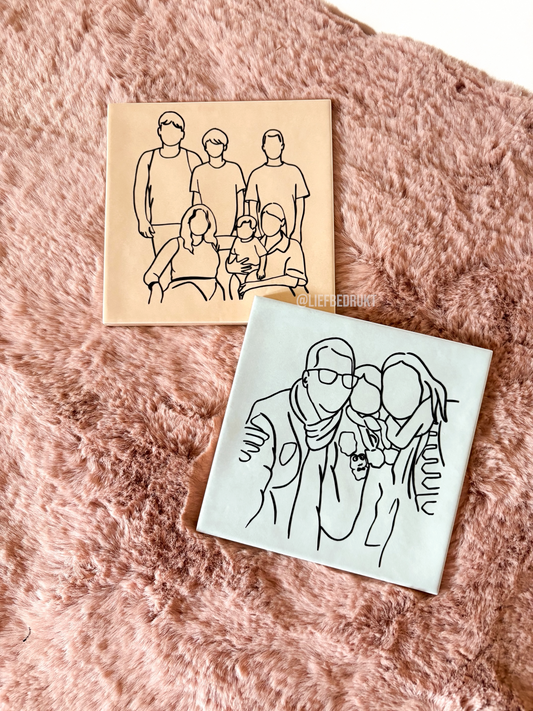 Tegel met handgetekende lijntekening