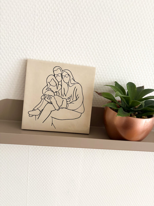 Tegel met handgetekende lijntekening