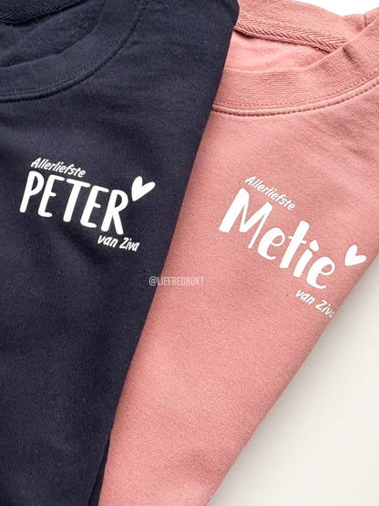 Sweater/hoodie allerliefste -naam- van...