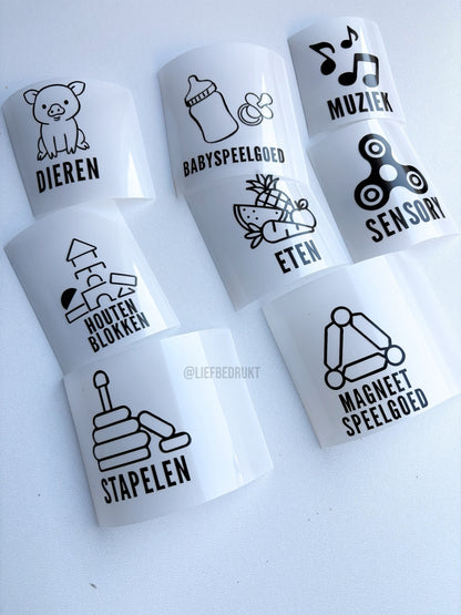 Speelgoedstickers – Vinyl stickers voor speelgoedbakken