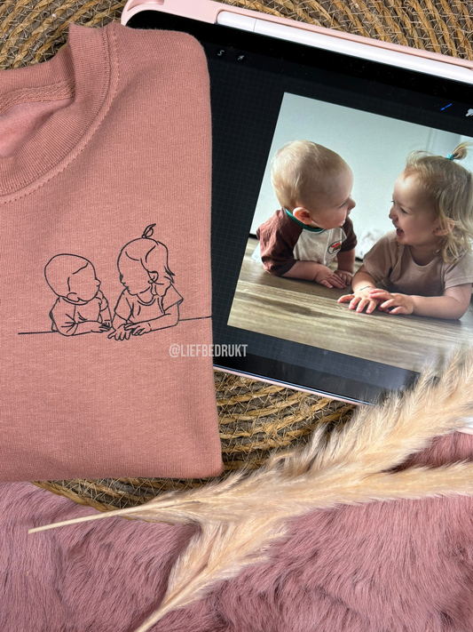 Kinder sweater of hoodie met lijntekening