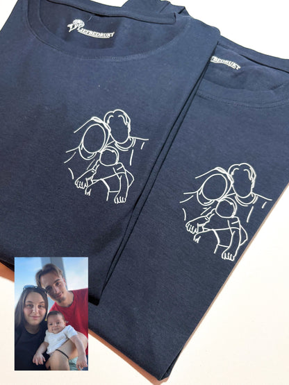 Gepersonaliseerd shirt, sweater of hoodie met unieke lijntekening