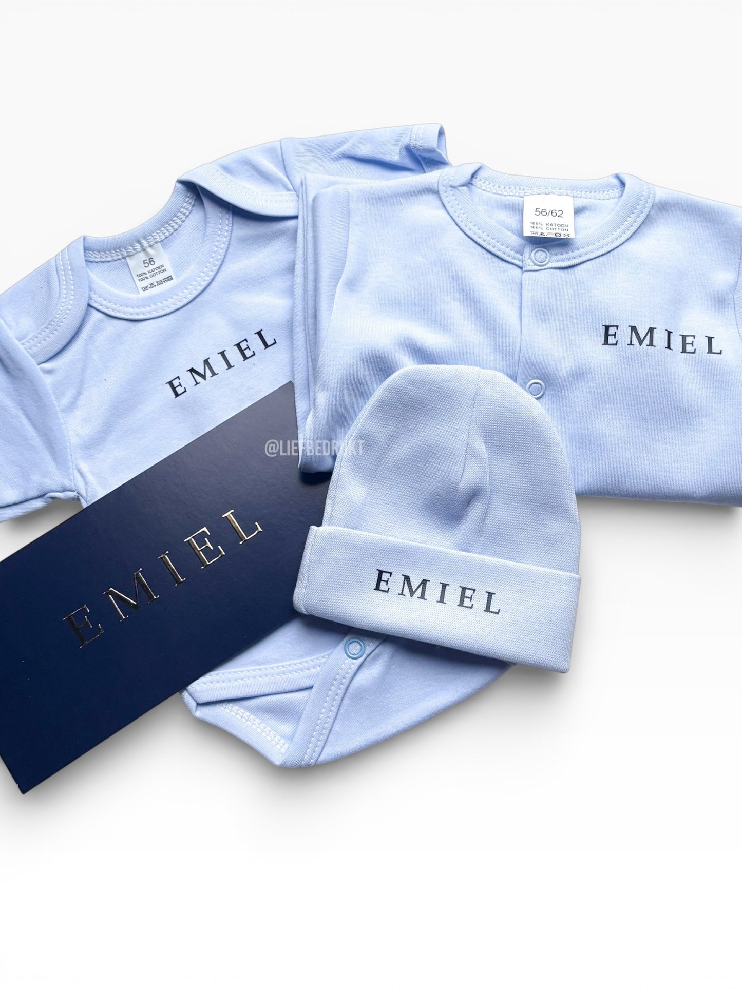3 delig geboorte setje / kraam cadeau met muts, romper & pyjama
