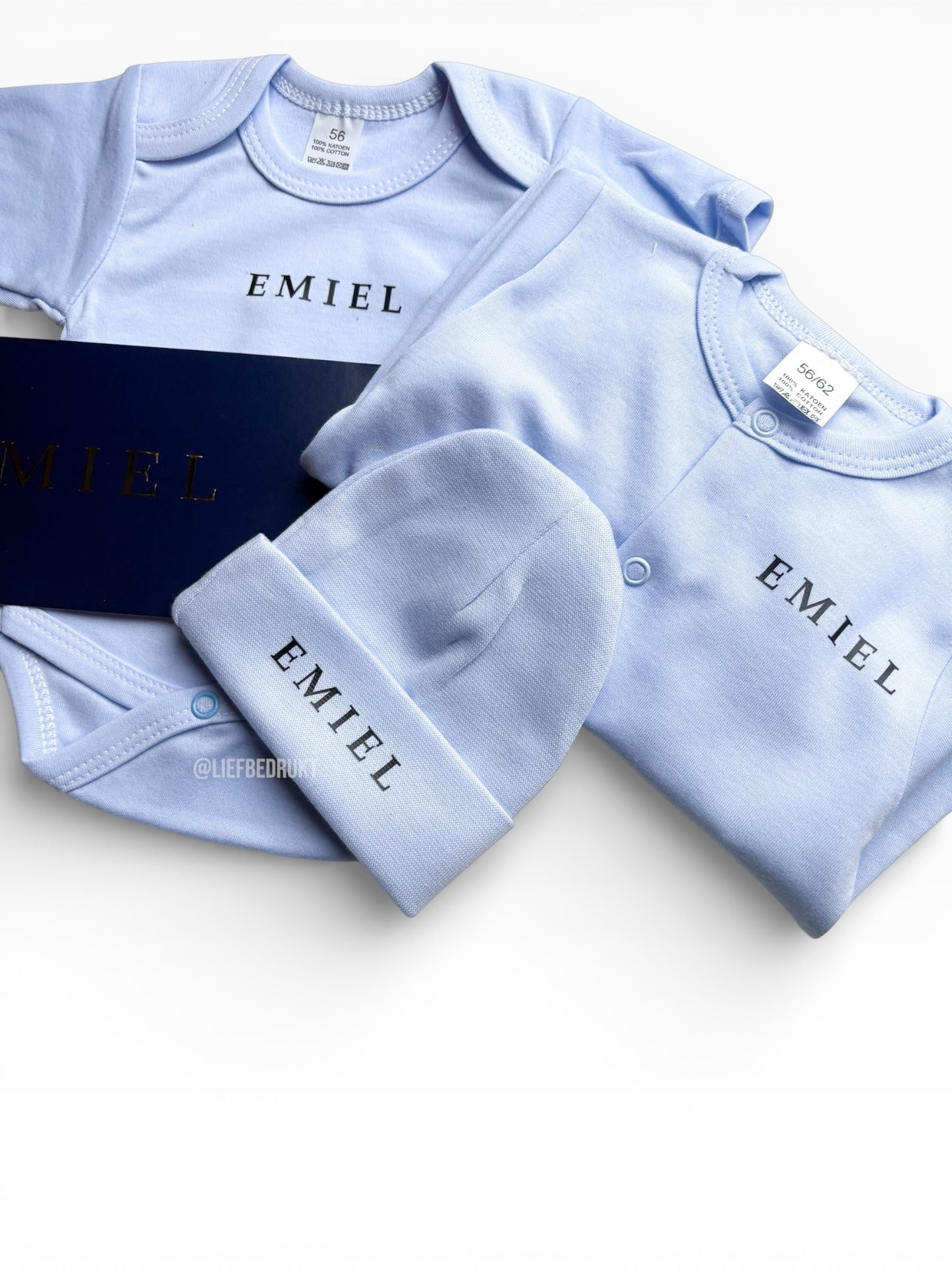 3 delig geboorte setje / kraam cadeau met muts, romper & pyjama