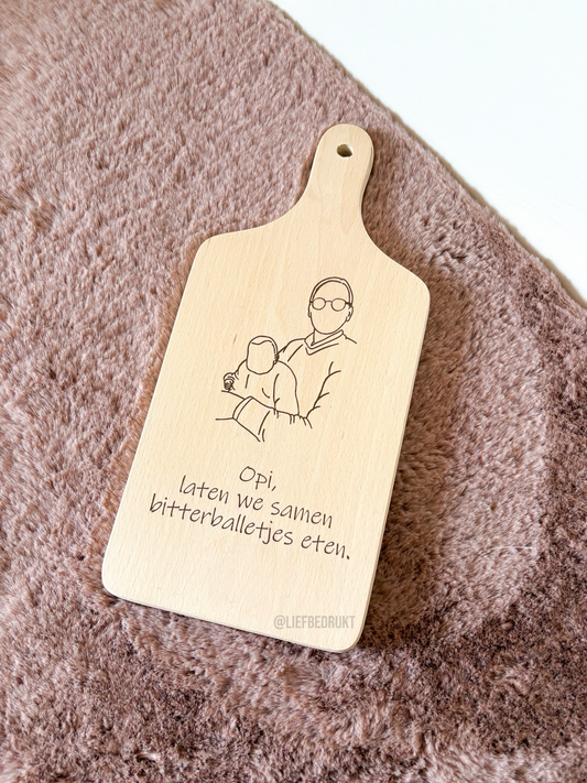 Borrelplankje met lijnillustratie