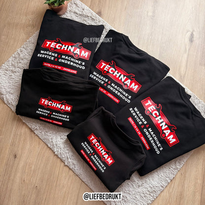 Sweater/hoodie met eigen logo op voor & achterkant
