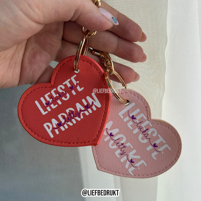 Sleutelhanger hartje - lederlook