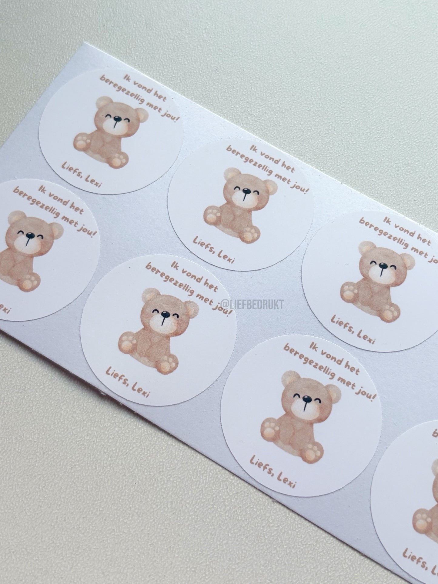 Ronde vinyl sticker – “ik vond het beregezellig met jou!”
