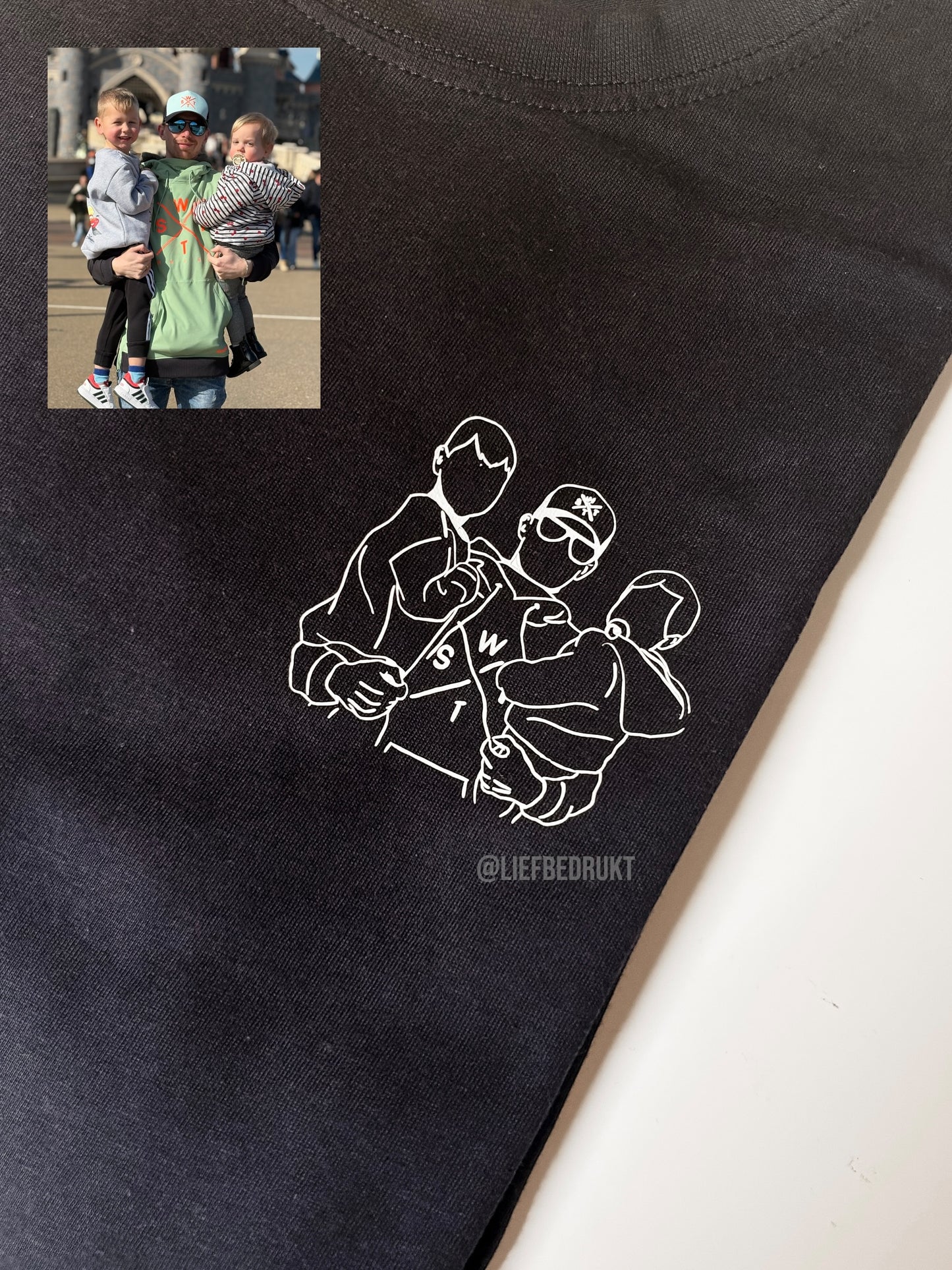 Gepersonaliseerd shirt, sweater of hoodie met unieke lijntekening
