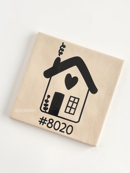 Nieuw huis/verhuis - tegel met postcode of familienaam