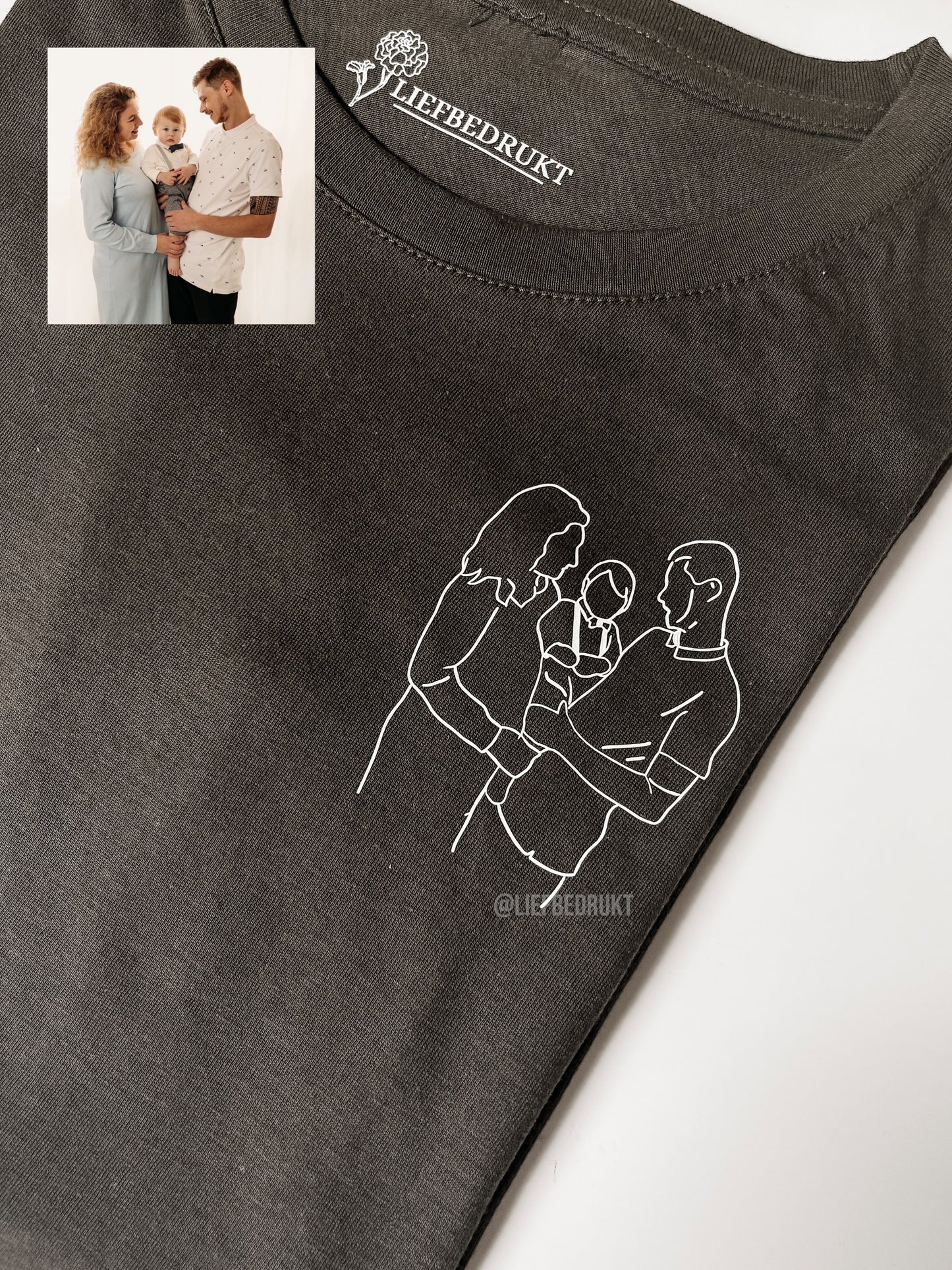 Gepersonaliseerd shirt, sweater of hoodie met unieke lijntekening