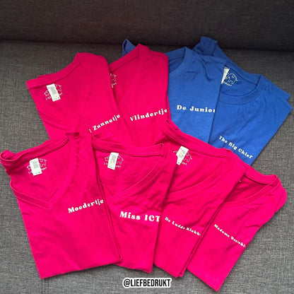 Dames t-shirt met eigen tekst/design