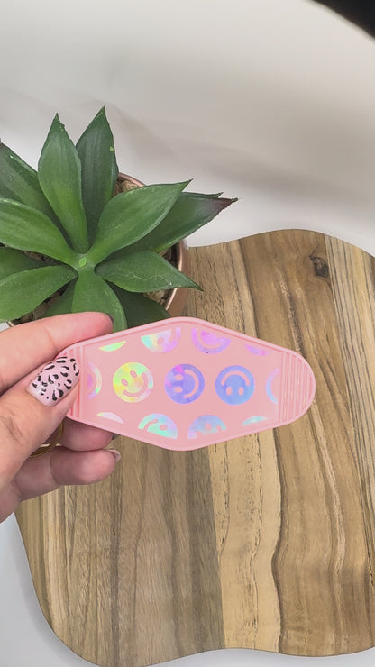 Sleutelhanger holografische smileys - hard plastiek