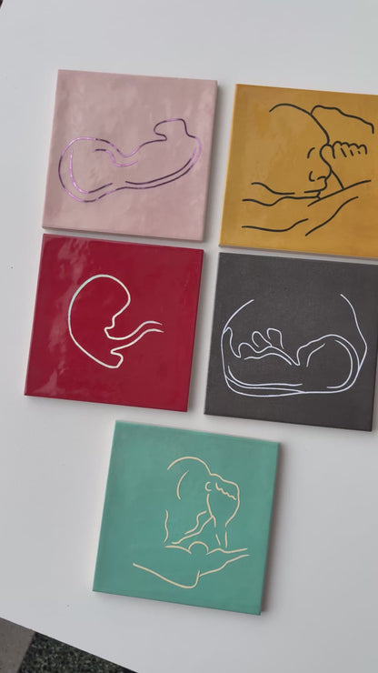 Tegel met handgetekende Echo silhouet